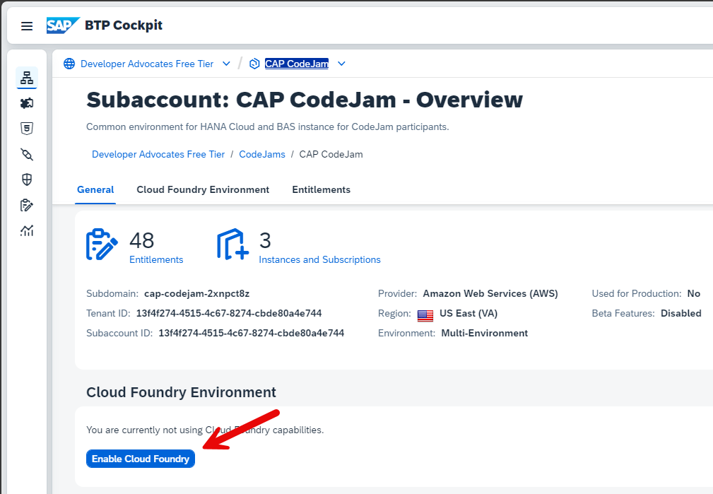 Enable Cloud Foundry
