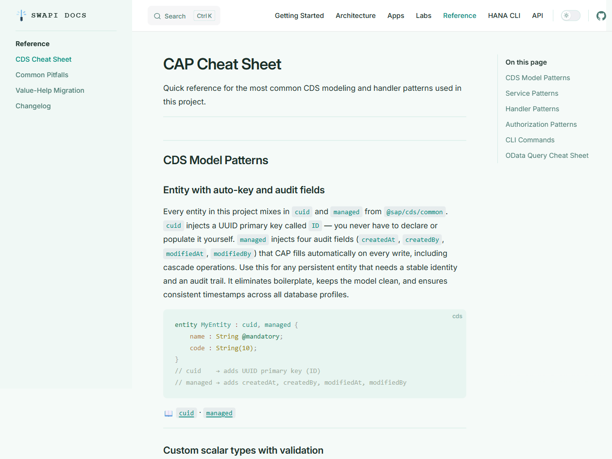 CDS Cheat Sheet — comprehensive reference for CAP modeling patterns