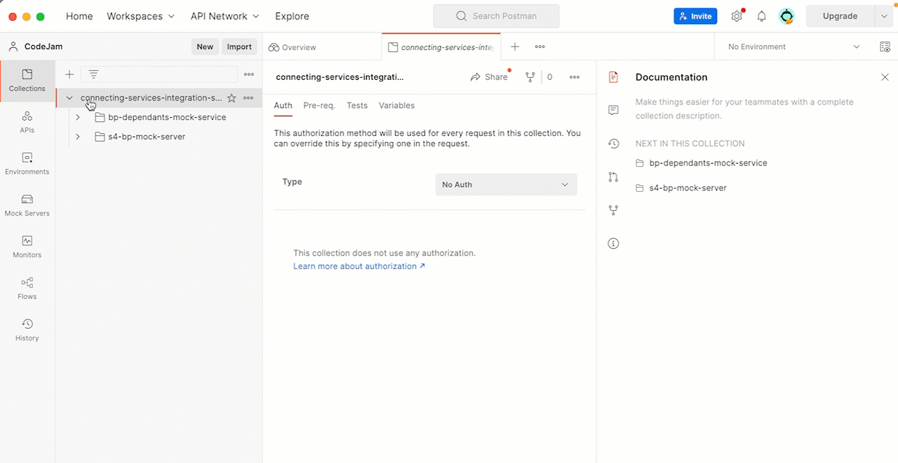 Open request and select environment in Postman