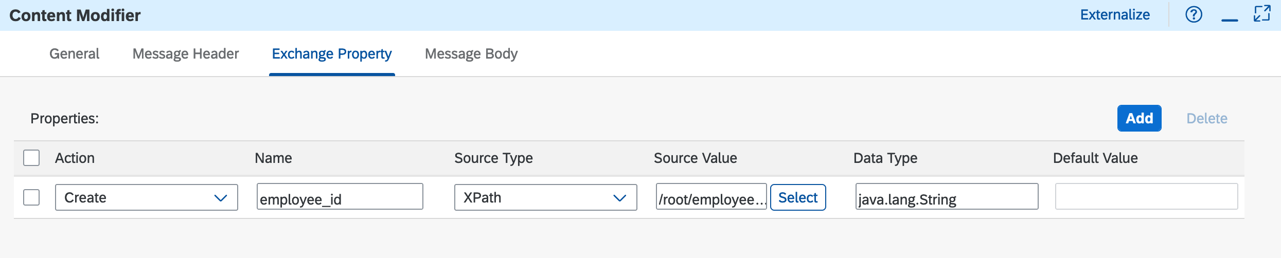 Create exchange property