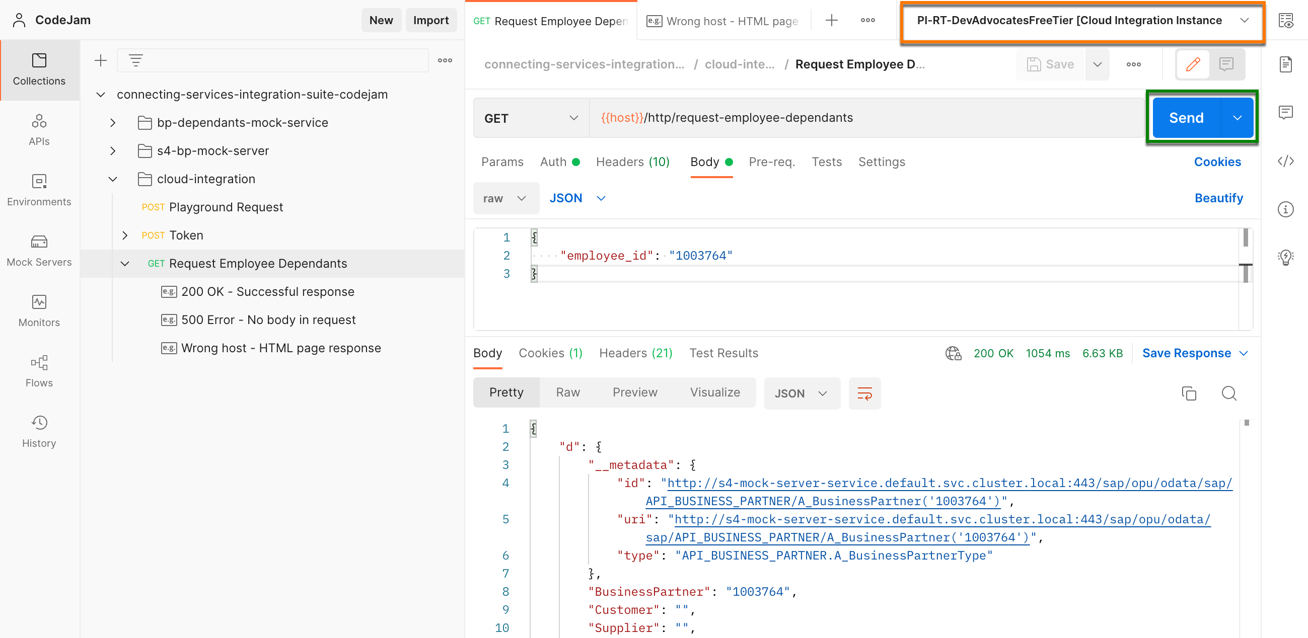 Send message to integration flow - Successful response