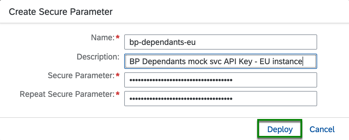 Deploy API key as secure parameter