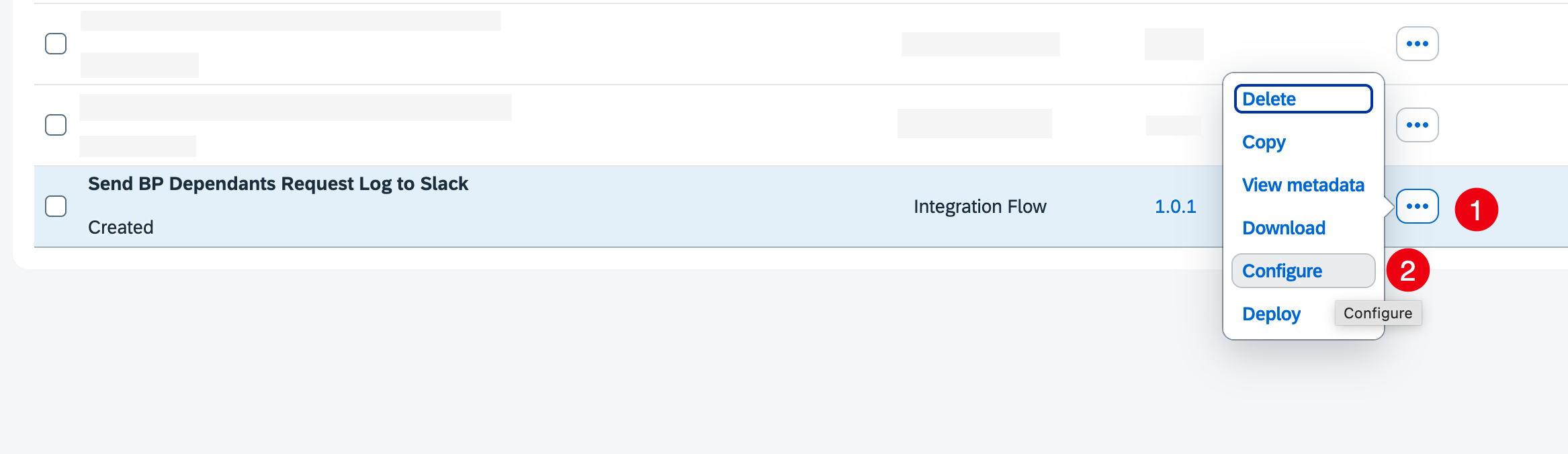 Configure integration flow
