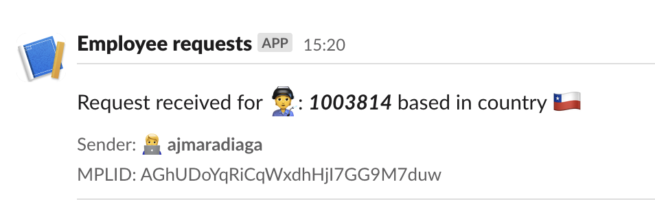 Slack message