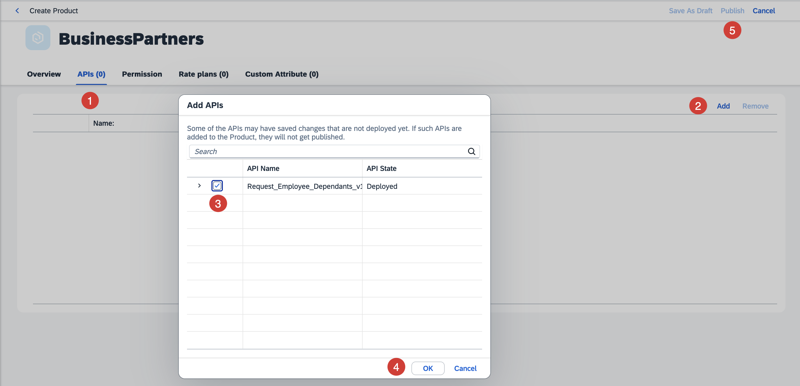 Adding API during Business Partner Product creation