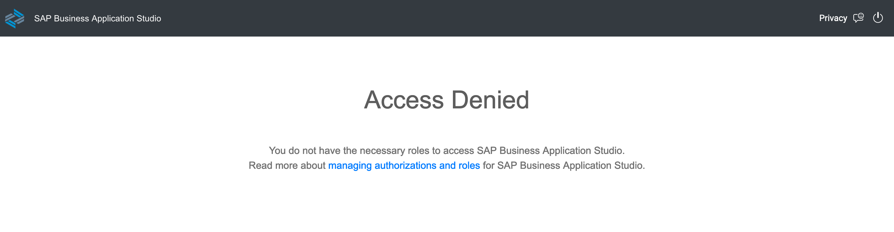 Business Application Studio - Access Denied