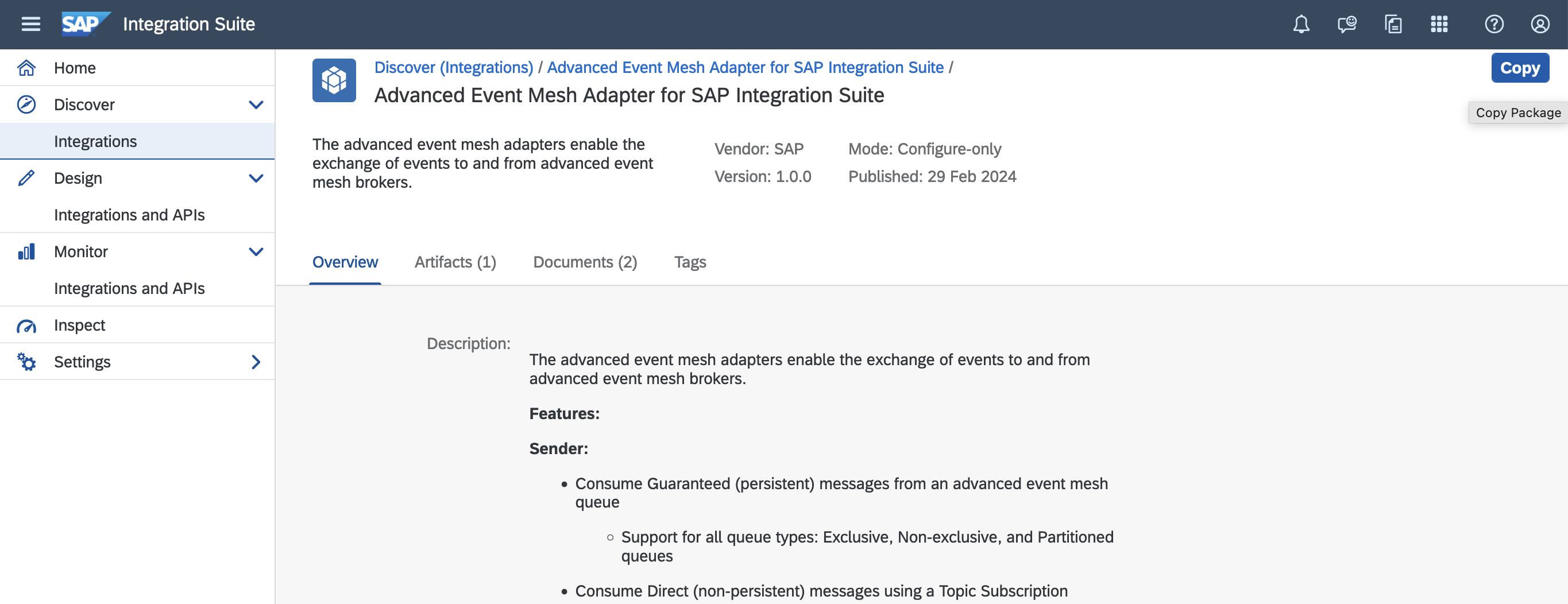 Copy AEM adapter to the instance